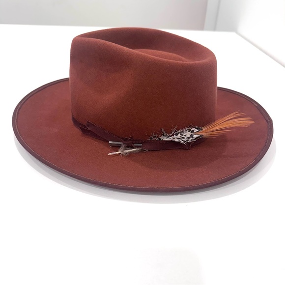 Bailey of Hollywood rust brown wide brim pinch front crown 100% wool hat - Picture 1 of 8